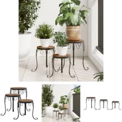The Living Store plantestativer 3 stk. keramik terracottafarvet - Planteborde