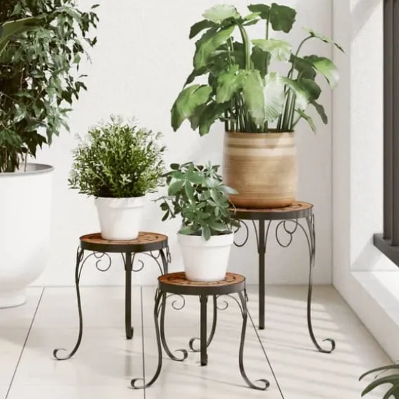 The Living Store plantestativer 3 stk. keramik terracottafarvet - Planteborde
