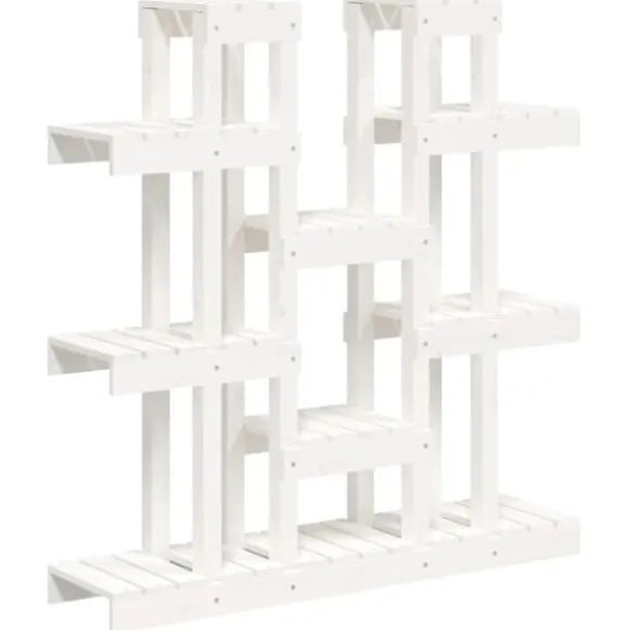 The Living Store plantestativ 104,5x25x109,5 cm massivt fyrretræ hvid - Planteborde
