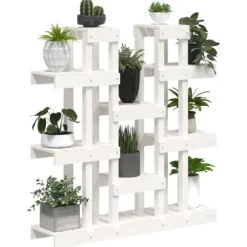 The Living Store plantestativ 104,5x25x109,5 cm massivt fyrretræ hvid - Planteborde