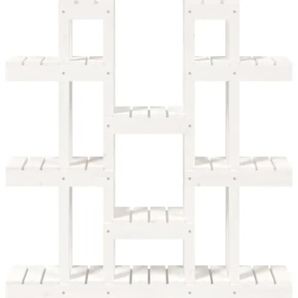 The Living Store plantestativ 104,5x25x109,5 cm massivt fyrretræ hvid - Planteborde