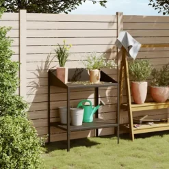 The Living Store plantestativ 75,5x54,5x100 cm galvaniseret stål antracitgrå - Planteborde