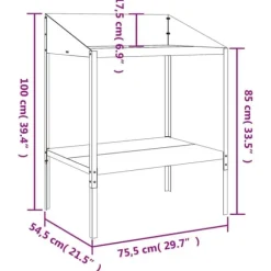 The Living Store plantestativ 75,5x54,5x100 cm galvaniseret stål antracitgrå - Planteborde