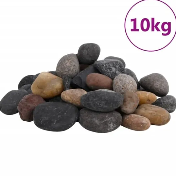 The Living Store polerede småsten 10 kg 5-8 cm flerfarvet - Pynt til akvarier