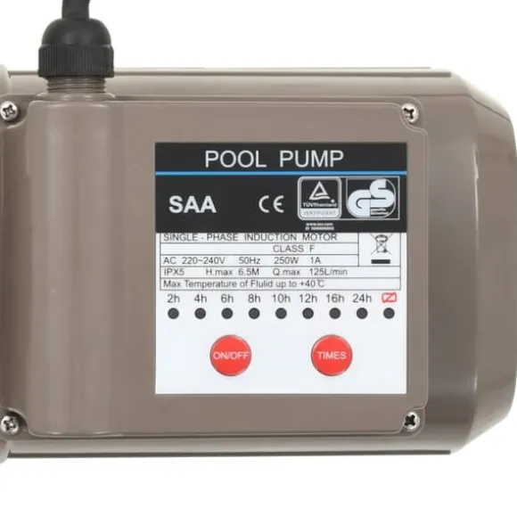 The Living Store poolpumpe med timer 0,25 HK 8000 l/t. sort - Pool & spa – filtre