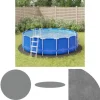 The Living Store poolunderlag Ø428 cm polyester-geotekstil lysegrå - Poolovertræk