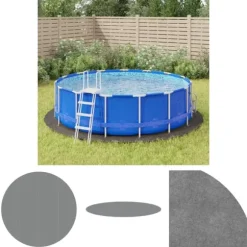 The Living Store poolunderlag Ø428 cm polyester-geotekstil lysegrå - Poolovertræk