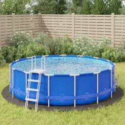 The Living Store poolunderlag Ø428 cm polyester-geotekstil lysegrå - Poolovertræk