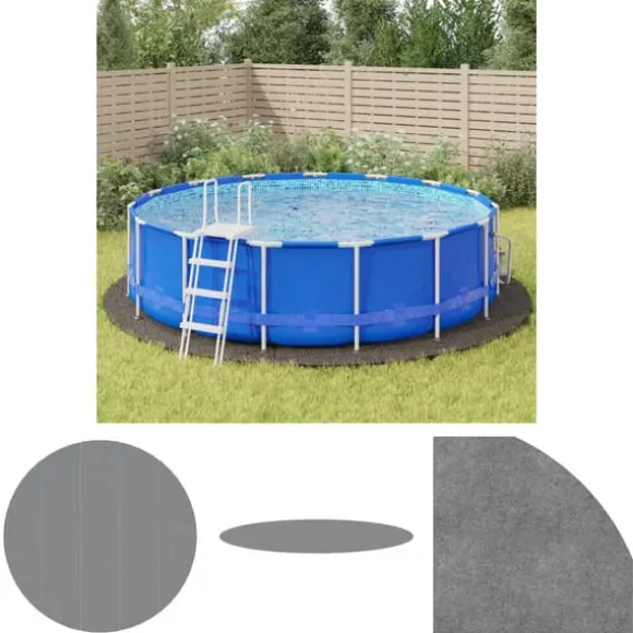 The Living Store poolunderlag Ø550 cm polyester-geotekstil lysegrå - Poolovertræk