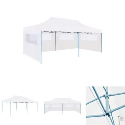 The Living Store pop op-festtelt 3x6 m med sidevægge foldbart stål hvid - Festtelte & havepavilloner