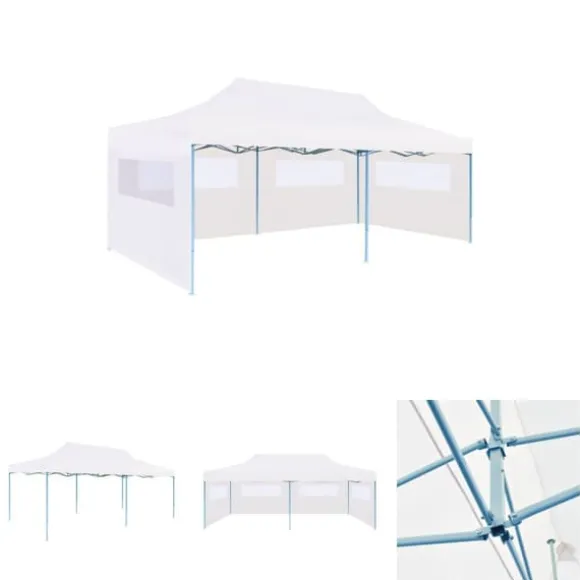 The Living Store pop op-festtelt 3x6 m med sidevægge foldbart stål hvid - Festtelte & havepavilloner