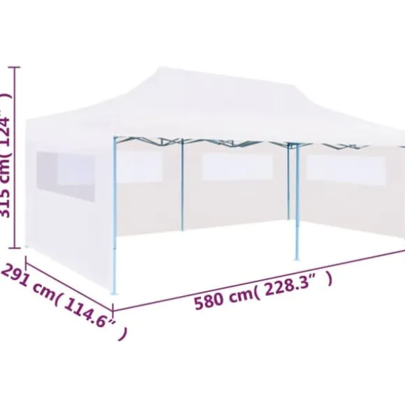 The Living Store pop op-festtelt 3x6 m med sidevægge foldbart stål hvid - Festtelte & havepavilloner
