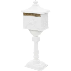 The Living Store postkasse med piedestal aluminium vintagestil rustbestandig hvid - Postkasser