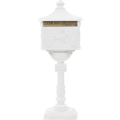 The Living Store postkasse med piedestal aluminium vintagestil rustbestandig hvid - Postkasser