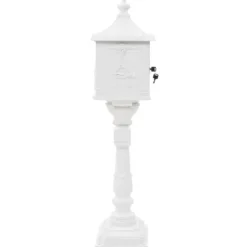 The Living Store postkasse med piedestal aluminium vintagestil rustbestandig hvid - Postkasser