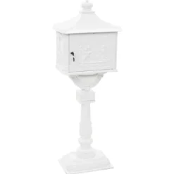 The Living Store postkasse med piedestal aluminium vintagestil rustbestandig hvid - Postkasser