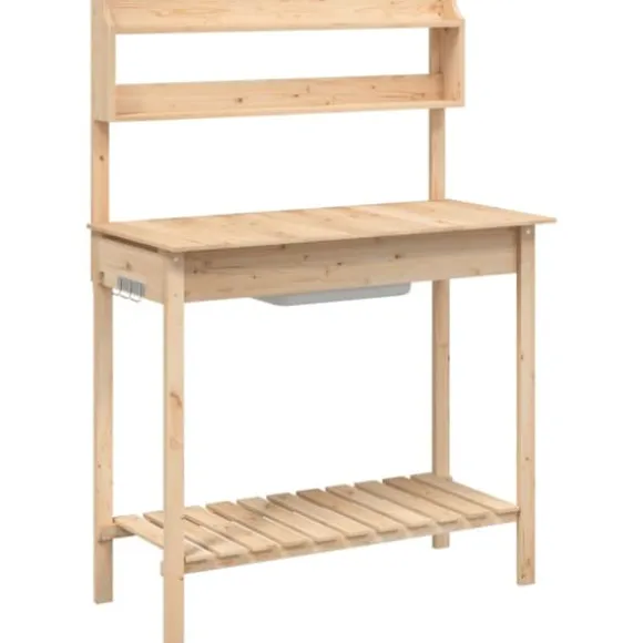 The Living Store pottebænk med vask 147,5x44x139,5 cm massivt grantræ - Planteborde