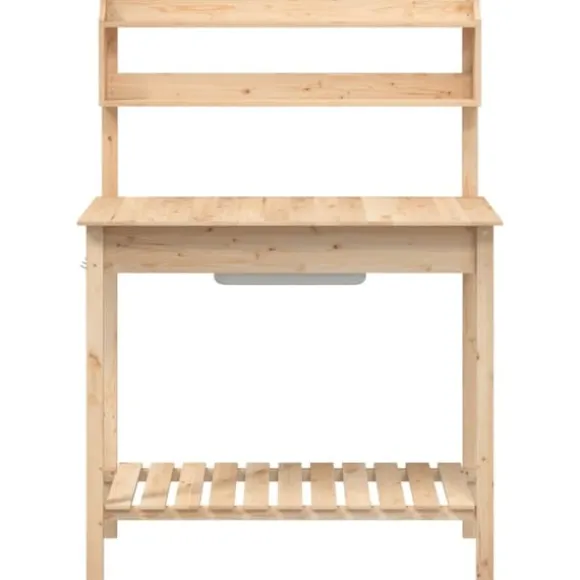 The Living Store pottebænk med vask 147,5x44x139,5 cm massivt grantræ - Planteborde