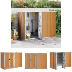The Living Store redskabsskur til haven 225x89x161 cm galvaniseret stål brun - Skure & Redskabsskure