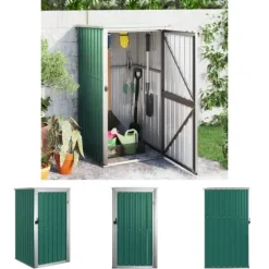 The Living Store redskabsskur til haven 88x89x161 cm galvaniseret stål grøn - Skure & Redskabsskure