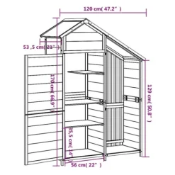 The Living Store redskabsskur til haven 120x53,5x170 cm massivt fyrretræ brun - Skure & Redskabsskure
