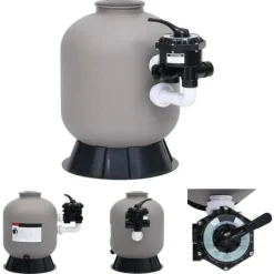 The Living Store sandfilter til pool med sidemontering 6-vejsventil grå - Pool & spa – filtre