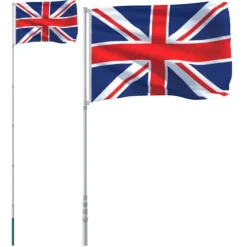 The Living Store Storbritannien flag og flagstang 5,55 m aluminium - Flag & vimpler