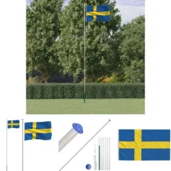 The Living Store Sverige flag og flagstang 6,23 m aluminium - Flag & vimpler