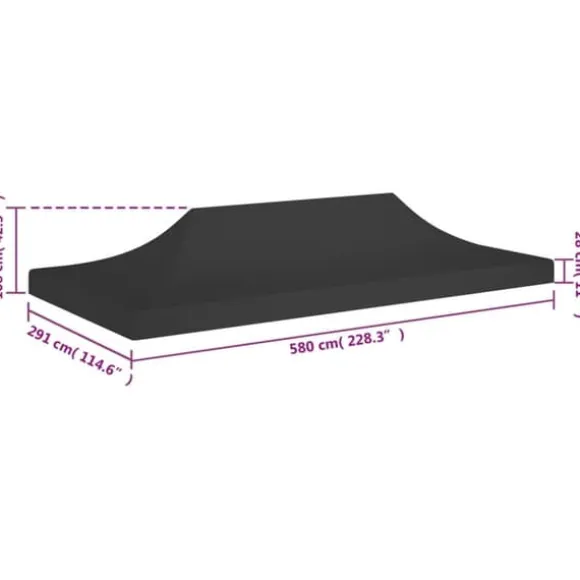 The Living Store tag til festtelt 6x3 m 270 g/m² sort - Festtelte & havepavilloner – tage