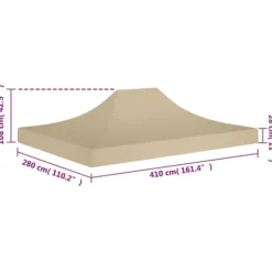 The Living Store tag til festtelt 4x3 m 270 g/m² beige - Festtelte & havepavilloner – tage