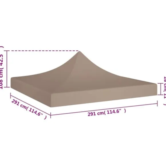 The Living Store tag til festtelt 3x3 m 270 g/m² gråbrun - Festtelte & havepavilloner – tage