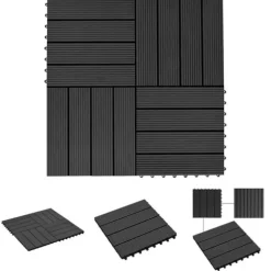 The Living Store terrassefliser 11 stk. WPC 30 x 30 cm 1 m2 sort - Gulve