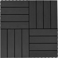 The Living Store terrassefliser 11 stk. WPC 30 x 30 cm 1 m2 sort - Gulve