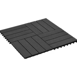 The Living Store terrassefliser 11 stk. WPC 30 x 30 cm 1 m2 sort - Gulve