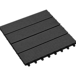 The Living Store terrassefliser 11 stk. WPC 30 x 30 cm 1 m2 sort - Gulve