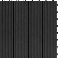 The Living Store terrassefliser 11 stk. WPC 30 x 30 cm 1 m2 sort - Gulve