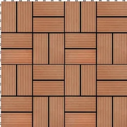 The Living Store terrassefliser 11 stk. WPC 30 x 30 cm 1 m2 teakfarvet - Gulve