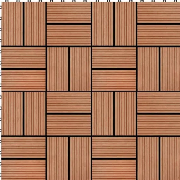 The Living Store terrassefliser 11 stk. WPC 30 x 30 cm 1 m2 teakfarvet - Gulve