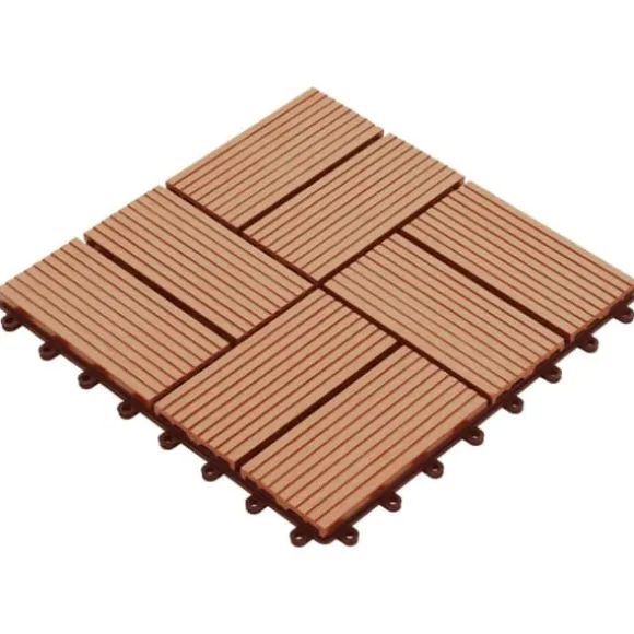 The Living Store terrassefliser 11 stk. WPC 30 x 30 cm 1 m2 teakfarvet - Gulve