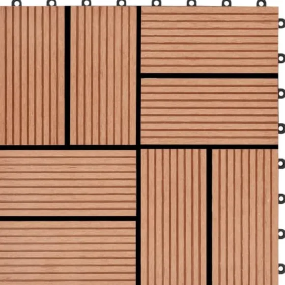 The Living Store terrassefliser 11 stk. WPC 30 x 30 cm 1 m2 teakfarvet - Gulve