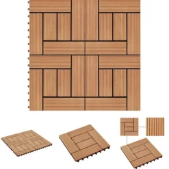 The Living Store terrassefliser 22 stk. 30 x 30 cm 2 m2 WPC teakfarve - Gulve