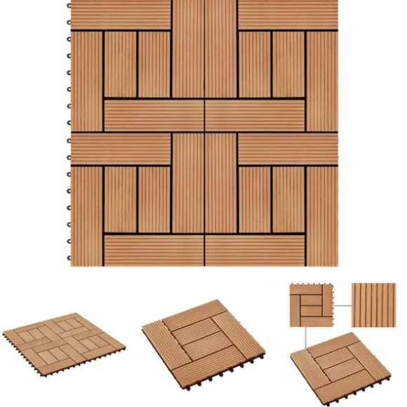 The Living Store terrassefliser 22 stk. 30 x 30 cm 2 m2 WPC teakfarve - Gulve