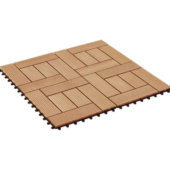The Living Store terrassefliser 22 stk. 30 x 30 cm 2 m2 WPC teakfarve - Gulve