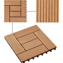 The Living Store terrassefliser 22 stk. 30 x 30 cm 2 m2 WPC teakfarve - Gulve