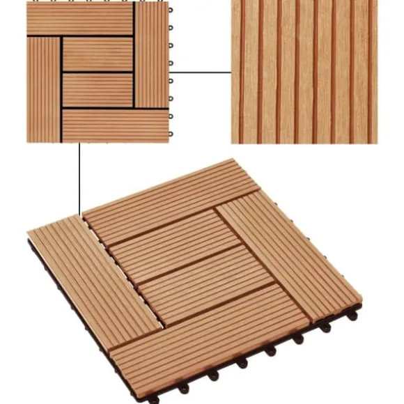 The Living Store terrassefliser 22 stk. 30 x 30 cm 2 m2 WPC teakfarve - Gulve