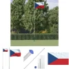 The Living Store Tjekkiet flag og flagstang 6,23 m aluminium - Flag & vimpler