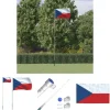 The Living Store Tjekkiet flag og flagstang 5,55 m aluminium - Flag & vimpler