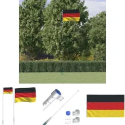 The Living Store Tyskland flag og flagstang 5,55 m aluminium - Flag & vimpler