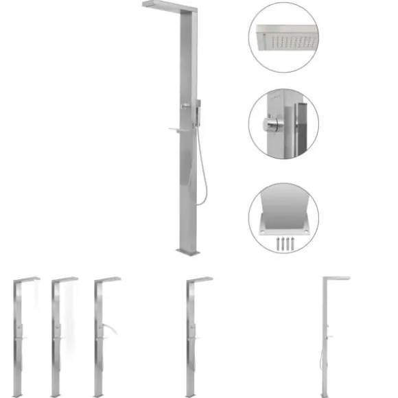 The Living Store udendørsbruser firkantet design rustfrit stål - Pool & spa – tilbehør