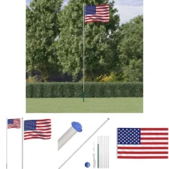 The Living Store USA flag og flagstang 6,23 m aluminium - Flag & vimpler